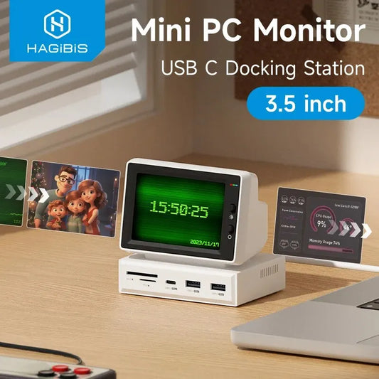 🖥️📊 Hagibis 3.5'' IPS Mini Screen – AIDA64 PC Monitor & USB-C Hub