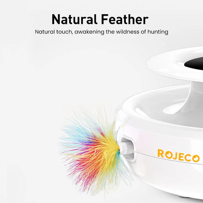 🐱 ROJECO 2-in-1 Smart Cat Toy – Interactive Feather and Automatic Ball Game for Pets
