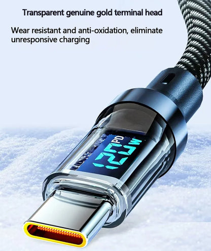 ⚡🔌 120W USB to Type-C / 100W Type-C to Type-C Fast Charging Cable με LED Display 🎯