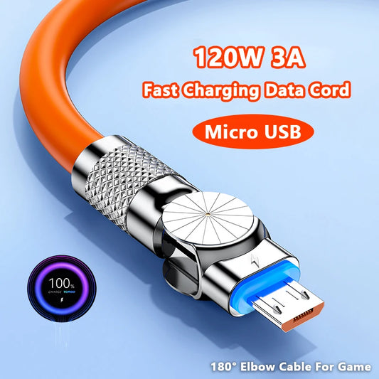 🎮⚡ Micro USB 120W 3A Elbow Fast Charging Cable – Για Gaming & Γρήγορη Φόρτιση 📱