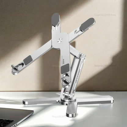 💻🔄 Foldable 360° Rotating Laptop Stand – Αλουμινένια Αναδιπλούμενη Βάση με Ψύξη 🎯