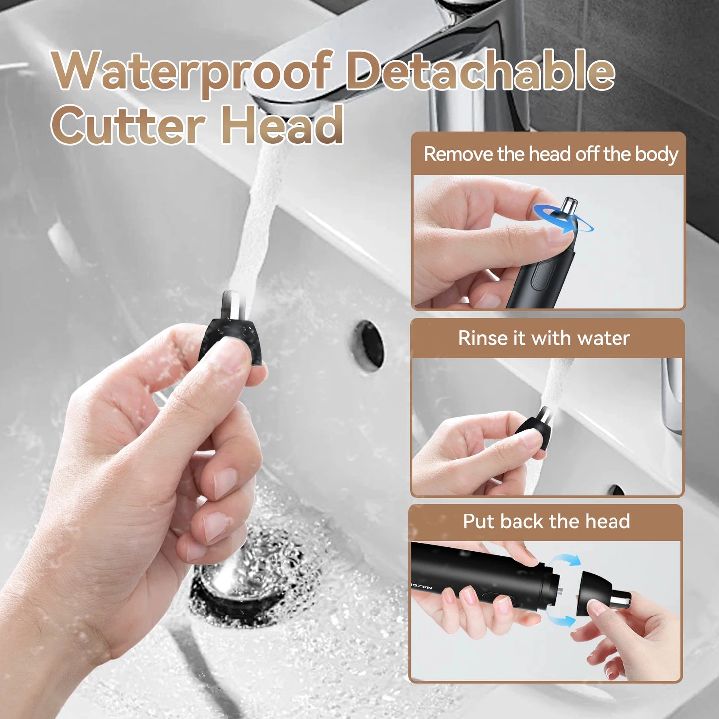 👃⚡ MAXGROOM Επαναφορτιζόμενο Trimmer Μύτης & Φρυδιών – 360° Διπλή Λεπίδα, Ανώδυνο & Ασφαλές ✨