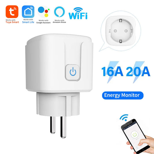 🔌📱 Tuya WiFi Smart Plug EU 16A/20A – Έξυπνη Πρίζα με Power Monitoring, Timer & Voice Control ⚡ Συμβατή με Alexa & Google Home