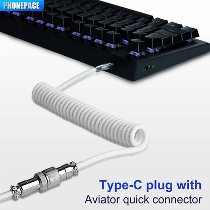 Mechanical Keyboard Coiled Cable USB Type-C με Aviator Connector (έως 3m)