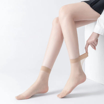 🧦✨ Σετ Διάφανα Κρυστάλλινα Καλτσάκια – Ultra Thin & Anti-Hook ✨🧦 5–20 Ζευγάρια Καλοκαιρινές Γυναικείες Κάλτσες | Crystal Silk Nylon Ankle Socks