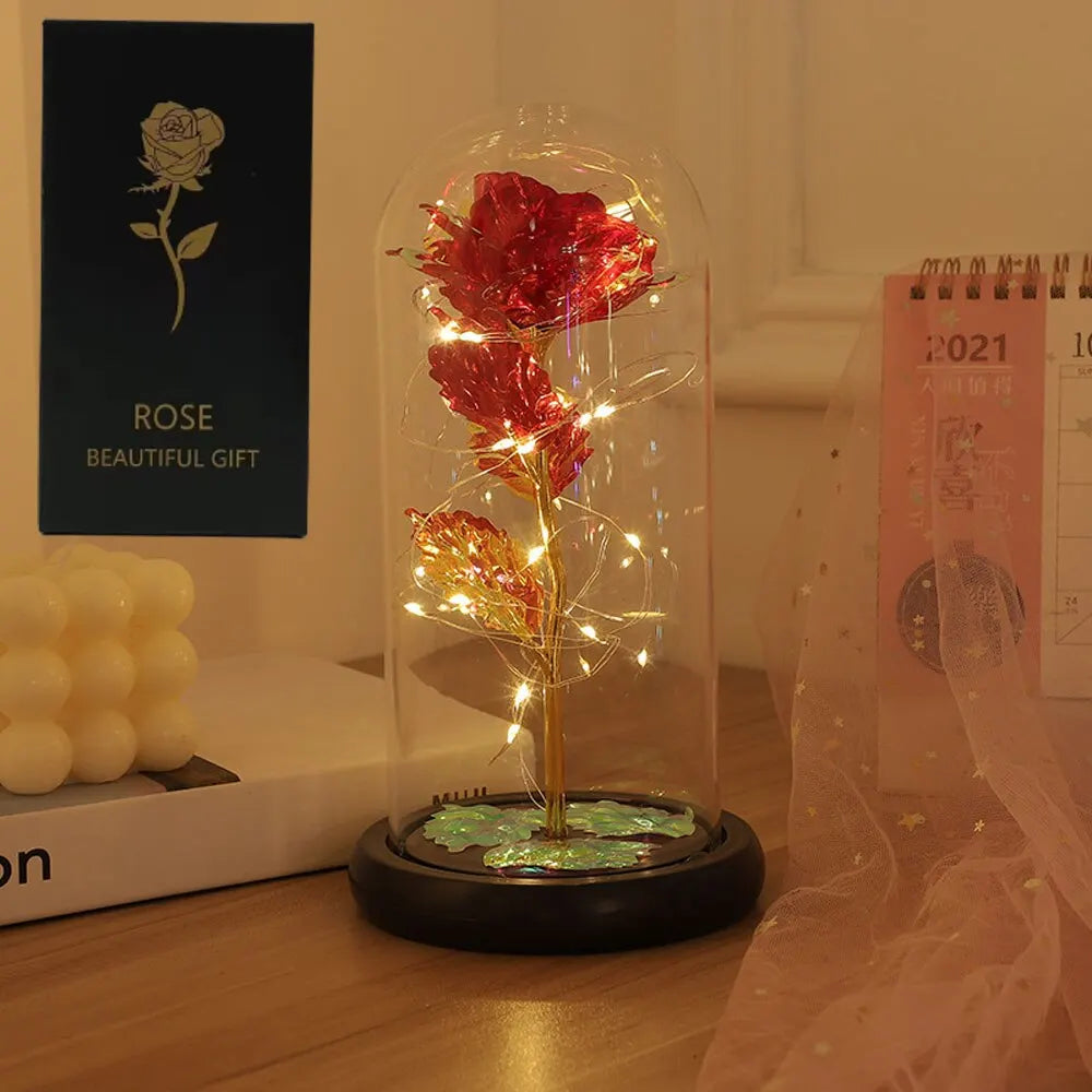 🌹✨ LED Enchanted Galaxy Rose – Αιώνιο Τριαντάφυλλο με Φωτάκια σε Γυάλινο Θόλο