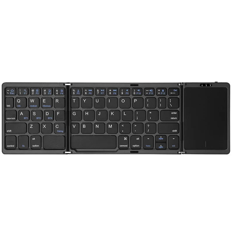💻🔗 3-Folding Bluetooth Keyboard με Touchpad – Πτυσσόμενο, Επαναφορτιζόμενο, Συμβατό με Windows, Android & iOS! Μικρό σε μέγεθος – Μεγάλο σε δυνατότητες! ✨