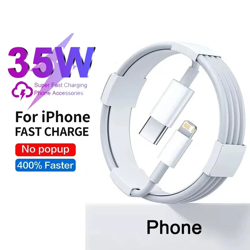 ⚡ PD 35W Fast Quick Charger USB-C Cable – Για iPhone 15/14/13/12/11 & Pro Max / Mini / Plus / XR / XS