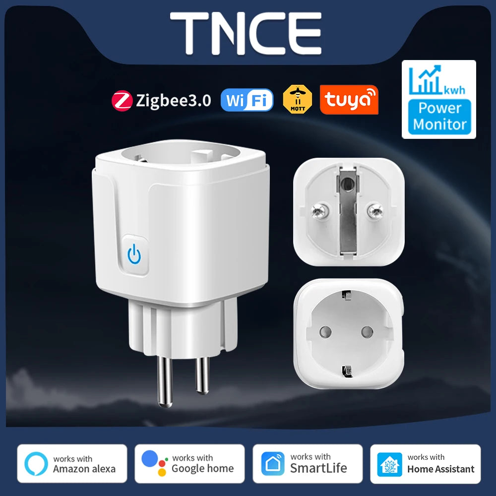 🔌 TNCE Tuya Smart Plug – Zigbee 3.0 ή WiFi | 16A / 20A | Έξυπνη Πρίζα με Energy Monitoring & Voice Control