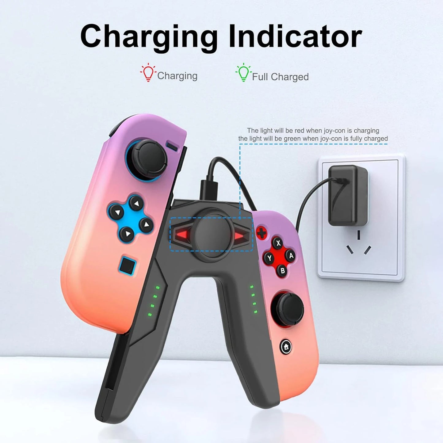 ⚡ GAMINJA Joy-Con Charging Grip για Nintendo Switch & Switch OLED | Βάση Φόρτισης με LED Ενδείξεις & Λειτουργία Παίξε-Ενώ-Φορτίζεις