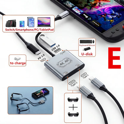 AR Glasses HUB – Multi-Device Adapter για Xreal, Rokid, Viture & Rayneo (4K / 100W)