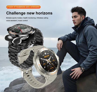 ⌚ Smart Watch με Ενσωματωμένα Bluetooth Ακουστικά 2-σε-1 | NFC, Κλήσεις, GPS, Καρδιακός Ρυθμός & Μουσική – Ιδανικό Δώρο για Άνδρες