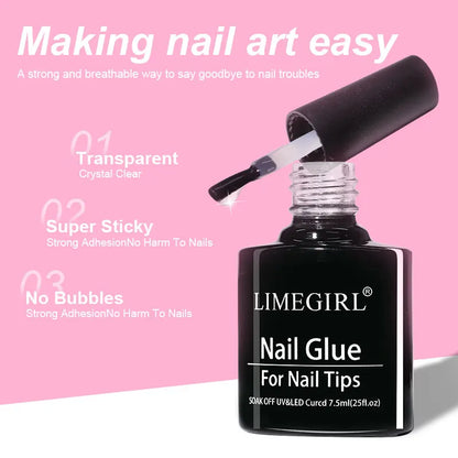 💅✨ Limegirl Nail Tips Glue Gel 7.5ml – Πολυχρηστική Κόλλα UV για Ψεύτικα Νύχια 🎯