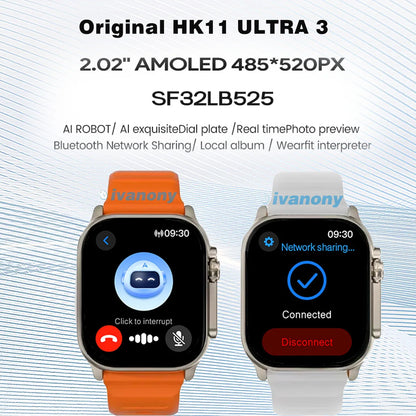 ⌚ HK11 ULTRA3 – Premium Smartwatch με 2.02” AMOLED, AI Βοηθό & TWS Σύνδεση