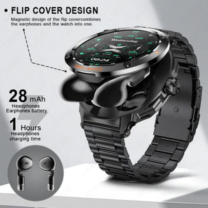 ⌚ LIGE 2-σε-1 Smart Watch με Ενσωματωμένα Bluetooth Ακουστικά TWS | NFC, Καρδιακός Ρυθμός, Οξυγόνο, Κλήσεις & Fitness Tracker