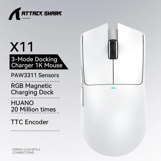 🦈⚡ Attack Shark X11 – Tri-Mode Wireless Gaming Mouse με 22000 DPI, RGB & Macro 🎮 Για απόλυτη ελευθερία και gaming ακρίβεια – 3 τρόποι σύνδεσης, RGB και προγραμματισμός σε ένα mouse!