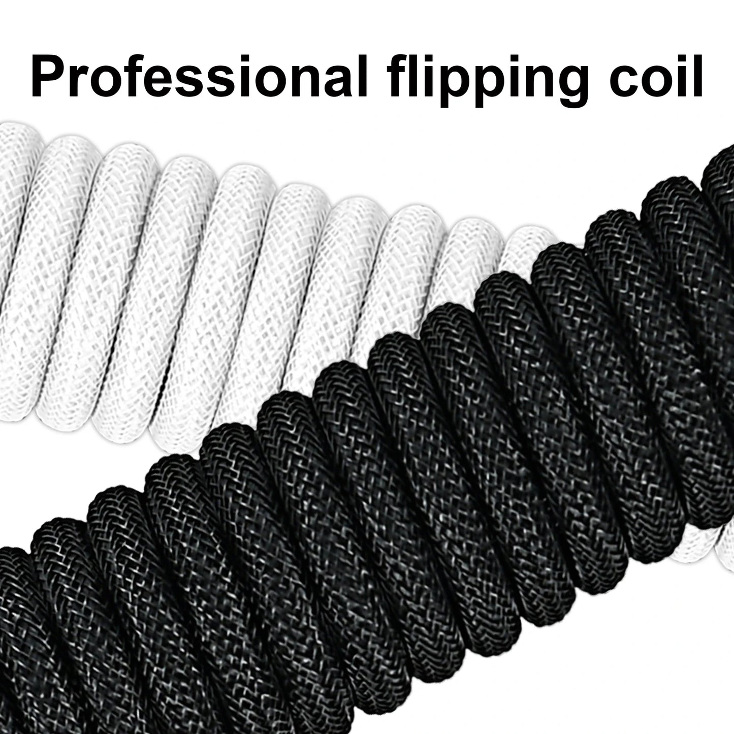 Coiled Keyboard Cable Type-C to USB-A with Detachable Metal Aviator