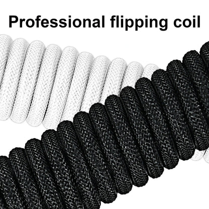 Coiled Keyboard Cable Type-C to USB-A with Detachable Metal Aviator