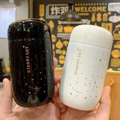 🌌 Mini Θερμός Starry Sky 200ml | 304 Stainless Steel Vacuum Flask – Leakproof Coffee Mug