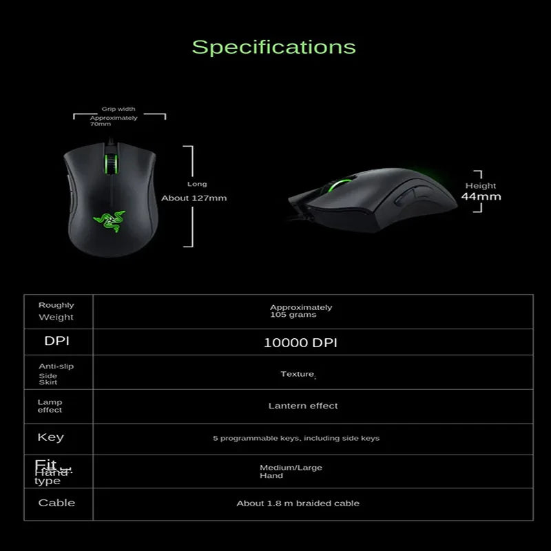 🐍 Razer DeathAdder Essential — Wired Gaming Mouse 6400 DPI • 5 Programmable Buttons • Ergonomic Design • For PC & Laptop ⚡🎮