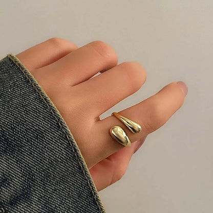 💫 Creative Irregular Geometric Ball Open Ring – Ρυθμιζόμενο Unisex Δαχτυλίδι με Μοντέρνο Punk Στυλ | Gold Color Line Design