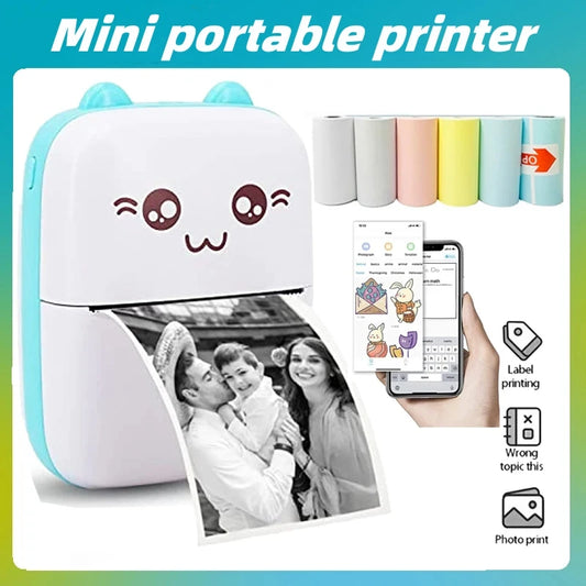 🐱🖨️ Mini Cat Thermal Printer – Φορητός Θερμικός Εκτυπωτής 58mm με Bluetooth ✨📱