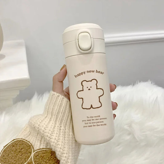 🐻 Bear Thermos Cup 350ml/450ml | Ανοξείδωτο Θερμός Μπουκάλι Νερού | Ιδανικό για Σπορ & Ταξίδια