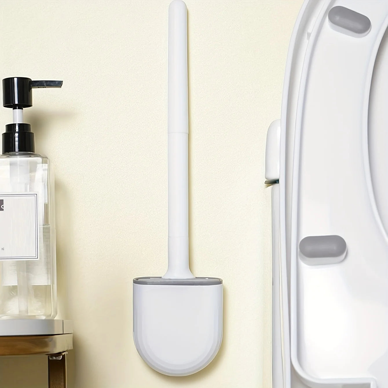 🚽✨ Σιλικονούχα Βούρτσα Τουαλέτας με Μακρύ Χερούλι & Βάση – Ανθεκτική, Γρήγορο Στέγνωμα & Εξοικονόμηση Χώρου 🛁