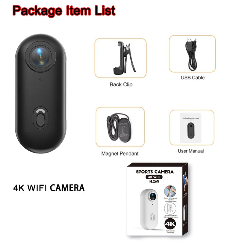 Mini Vlog / Action Camera 4K HD με Wi-Fi – Ultra Compact Body Cam για Sports, Travel & POV