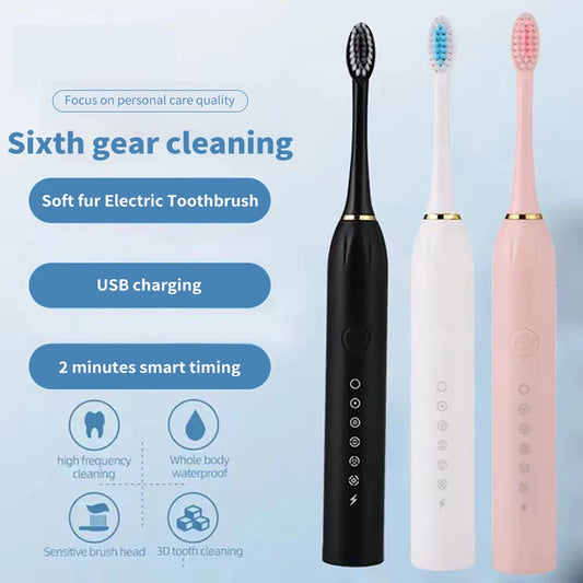 🪥 Electric Ultrasonic Toothbrush X3 – 6 Ταχύτητες | USB Φόρτιση | Αδιάβροχη | Για Ενήλικες & Ζευγάρια