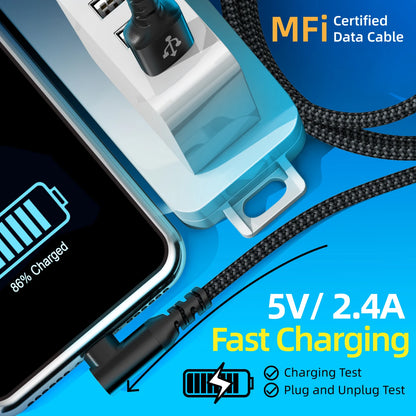 ⚡📱 90° Lightning Cable MFi Certified – Δεξιάς Γωνίας Φορτιστής για iPhone 14/13/12 🎯