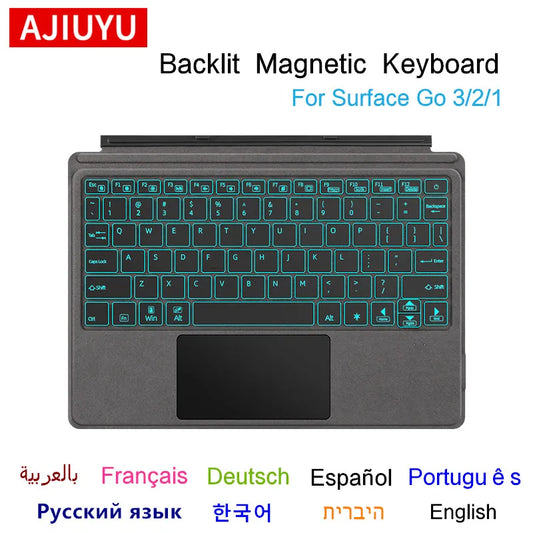 💻✨ AJIUYU Magnetic Backlit Keyboard – Για Microsoft Surface Go 1/2/3 ✨💻