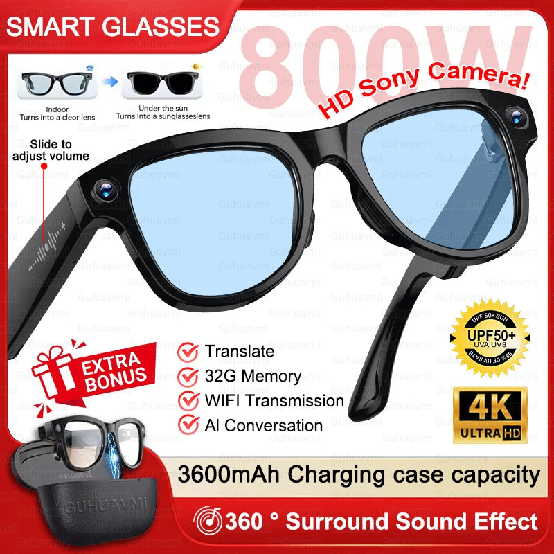 GUHUAVMI M02 Ultra AI Smart Glasses – AI Smart Glasses with Camera, Translation, 32GB & Bluetooth 5.3