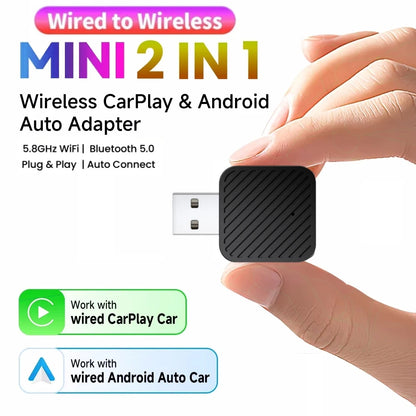 🚗 2-in-1 AI Box Mini Adapter – Από Wired σε Wireless CarPlay & Android Auto