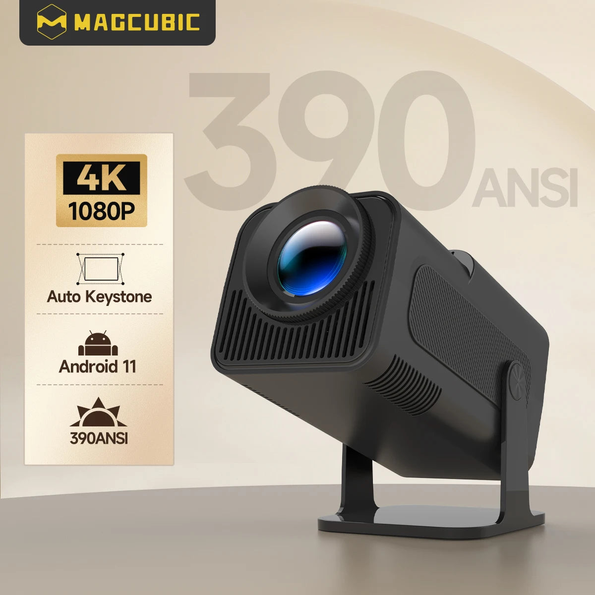 📽️✨ Magcubic HY320 Android 11 Projector – Native 1080P, 4K Decode, WiFi6 & Bluetooth 5.0, 390ANSI 🎬🏠