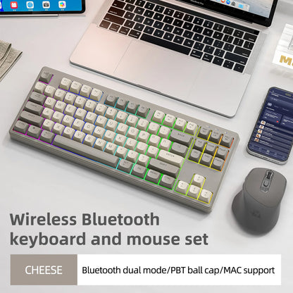 🎮⌨️🖱️ M87 Wireless Keyboard & X7 Mouse – Dual Mode Bluetooth Gaming Σετ με RGB Rainbow Light 🌈🔥