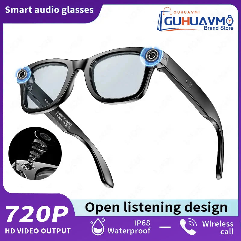 GUHUAVMI W610 AI Smart Glasses - Smart Glasses with 8MP Camera, AI Translation, Bluetooth Calls & Music