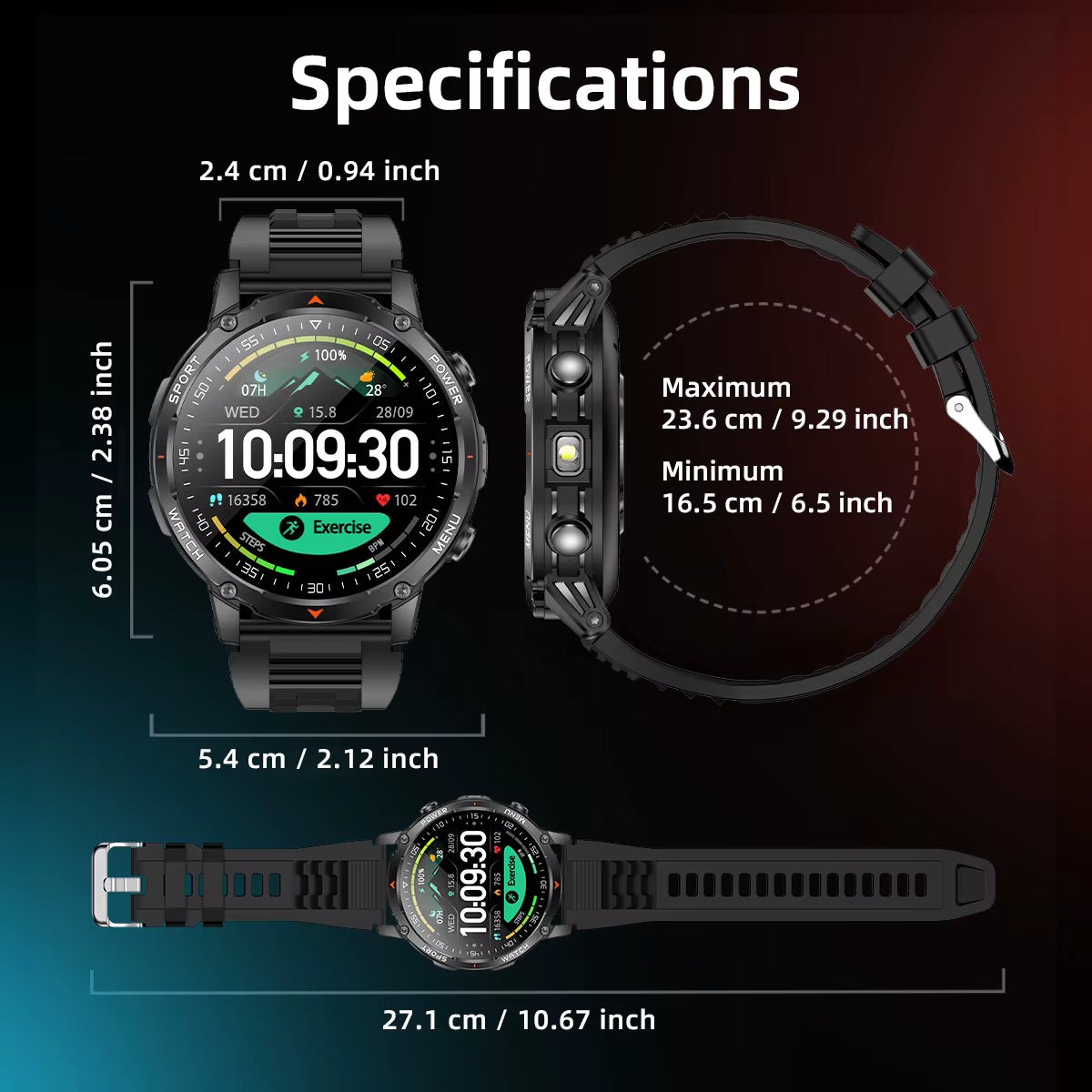 Military Smartwatch με 1400mAh Μπαταρία & Bluetooth Calling