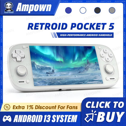 Retroid Pocket 5 🎮 | 5.5" AMOLED 📱 | Android 13 📲 | RGB Joystick ✨ | Active Cooling ❄️ | Retro & Cloud Gaming ☁️