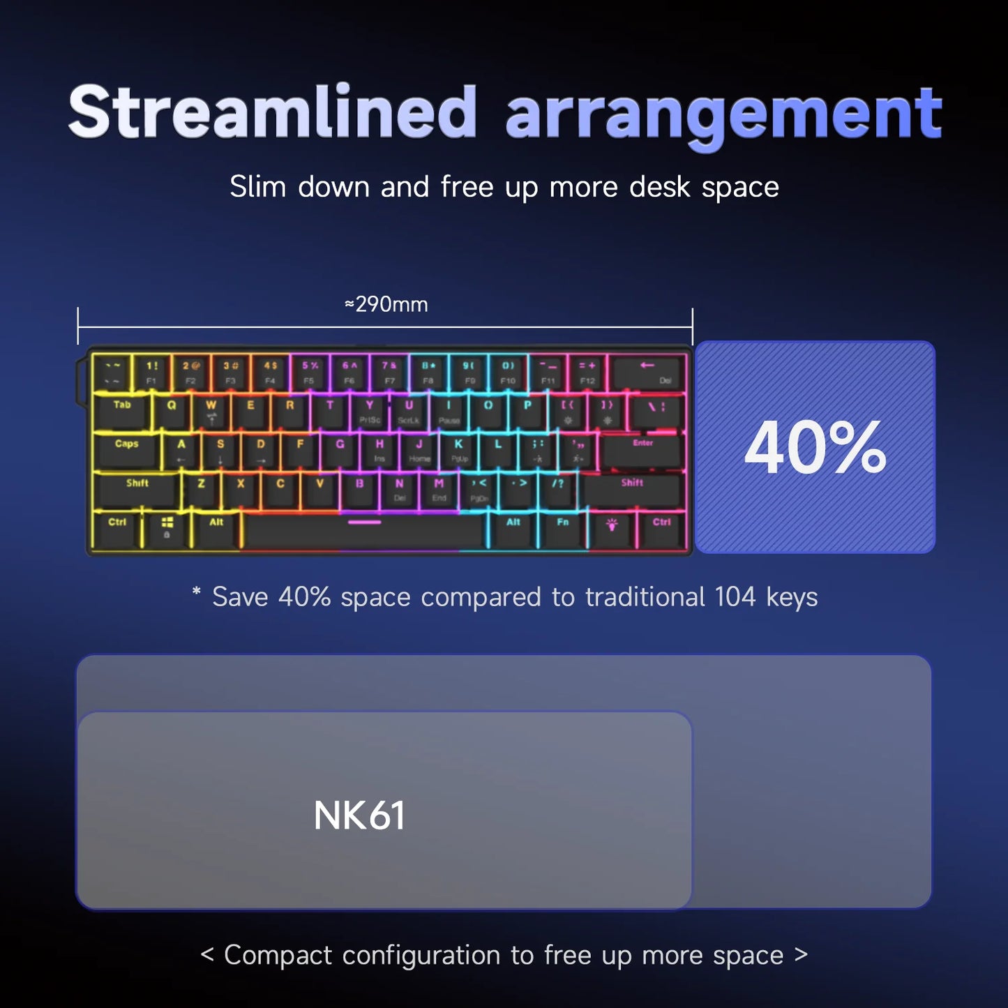 ⌨️🔥 AJAZZ NK61 Wired Gaming Mechanical Keyboard – 60% RGB (61 Keys) 🎮✨