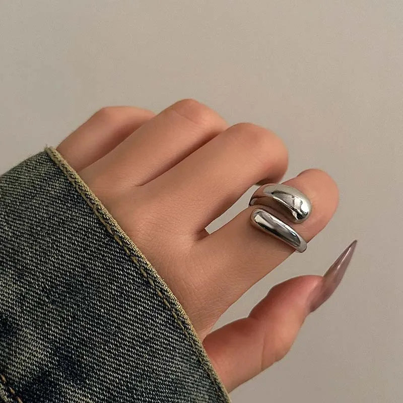 💫 Creative Irregular Geometric Ball Open Ring – Ρυθμιζόμενο Unisex Δαχτυλίδι με Μοντέρνο Punk Στυλ | Gold Color Line Design