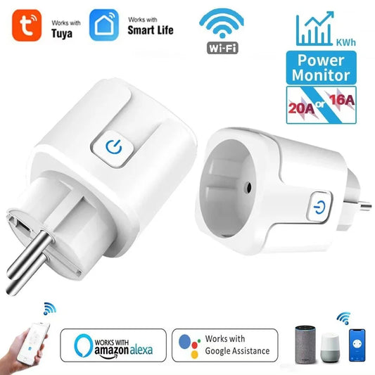 🔌📱 Tuya WiFi Smart Plug EU 16A/20A – Έξυπνη Πρίζα με Timer & Voice Control ⚡ Συμβατή με Alexa & Google Assistant