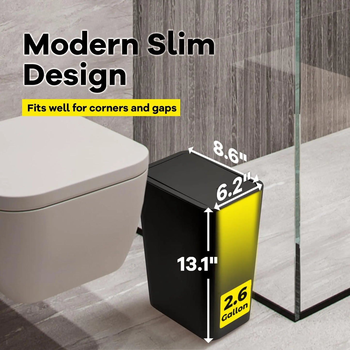 🗑️✨ Bathroom Trash Can 10L με Press Top Lid – Slim & Modern Design