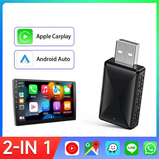 🚘 2 σε 1 Wired ➝ Wireless CarPlay & Android Auto Adapter USB – Plug & Play 🌐
