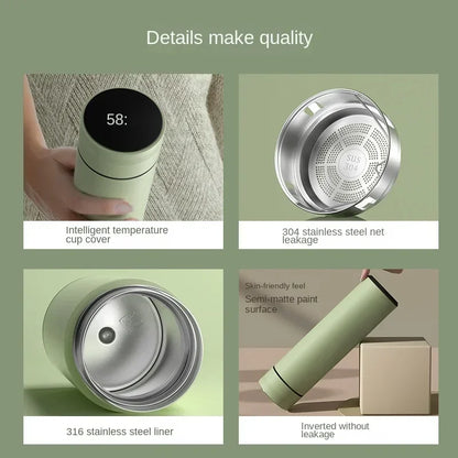 🌡️☕ Smart Thermos 480ml | 304 Ανοξείδωτο Ατσάλι | 💧 Αδιάβροχο | LED Ένδειξη Θερμοκρασίας | Double-Wall Vacuum Cup