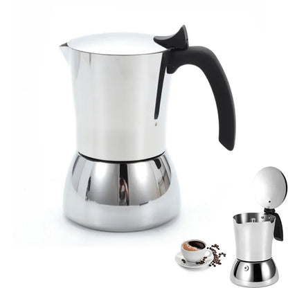 ☕✨ Stainless Steel Moka Pot – Αυθεντικός Ιταλικός Espresso Παντού! ✨☕  Stainless Steel Stovetop Espresso Maker