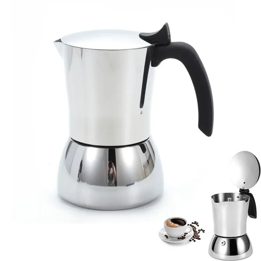 ☕✨ Stainless Steel Moka Pot – Αυθεντικός Ιταλικός Espresso Παντού! ✨☕  Stainless Steel Stovetop Espresso Maker