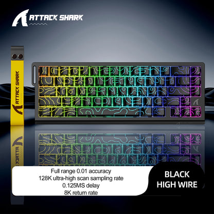 ⌨️⚡ ATTACK SHARK X68HE – Ενσύρματο Μαγνητικό Gaming Keyboard με 0.01mm Rapid Trigger, 8000Hz Polling Rate & RGB 16.8M 🎮✨