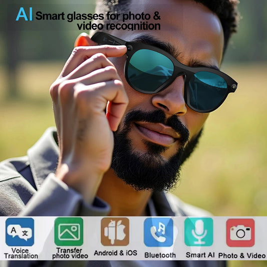 😎 AI Smart Glasses με Κάμερα & Bluetooth – Έξυπνα Γυαλιά για Video, Calls & Translation
