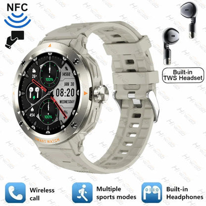 ⌚ Smart Watch με Ενσωματωμένα Bluetooth Ακουστικά 2-σε-1 | NFC, Κλήσεις, GPS, Καρδιακός Ρυθμός & Μουσική – Ιδανικό Δώρο για Άνδρες